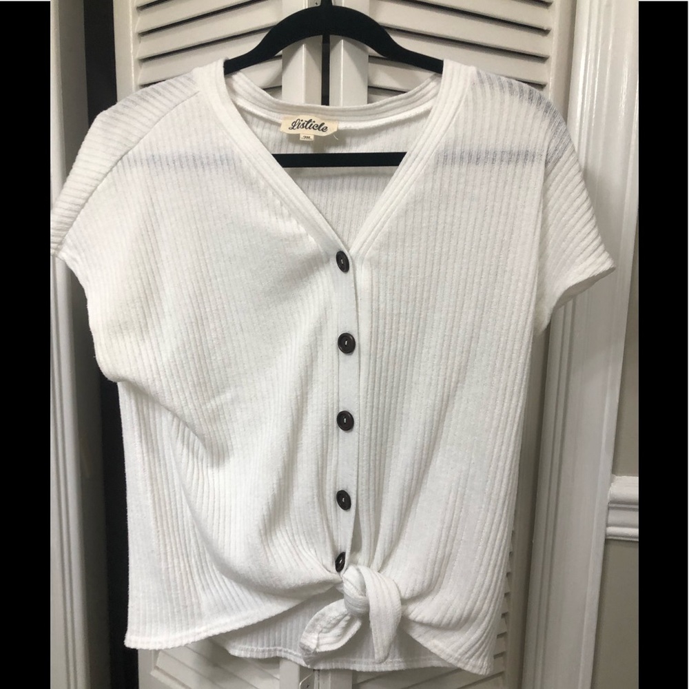 Knit top with tie front